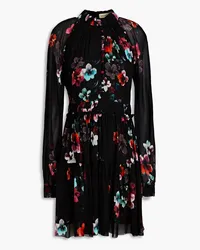 NICHOLAS Kaisa gathered floral-print chiffon mini dress - Black Black