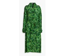 Printed silk crepe de chine trench coat - Green