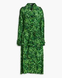 Dolce & Gabbana Printed silk crepe de chine trench coat - Green Green