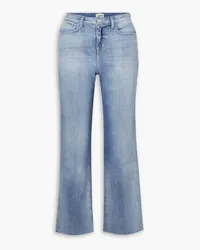 L'Agence Wanda frayed cropped high-rise wide-leg jeans - Blue Blue