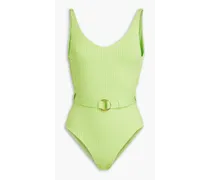 St. Tropez belted ribbed swimsuit - Green