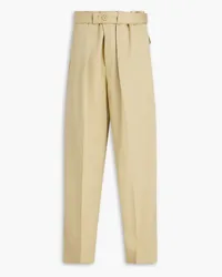 Jil Sander Belted pleated grain de poudre wool pants - Neutral Neutral