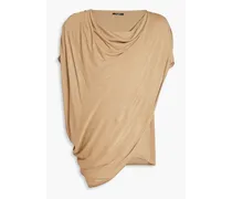 Draped linen-jersey T-shirt - Neutral