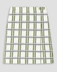 Victoria Beckham Checked jacquard wrap skirt - White White