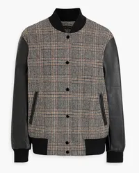 Rag & Bone Leather-paneled checked tweed bomber jacket - Black Black