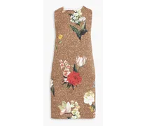 Printed brocade mini dress - Brown