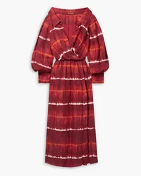 Altuzarra Lyddy off-the-shoulder tie-dyed linen and cupro-blend maxi dress - Burgundy Burgundy