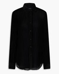 Rag & Bone Lila striped devoré-velvet shirt - Black Black