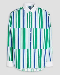 Kitsuné Striped cotton-poplin shirt - White White