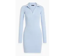 Ribbed cotton and cashmere-blend mini dress - Blue