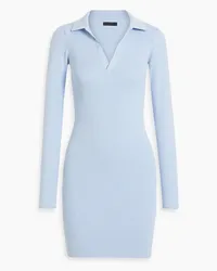 ATM Ribbed cotton and cashmere-blend mini dress - Blue Blue