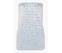Blaise strapless crystal-embellished satin mini dress - Blue