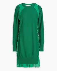 Stella McCartney Lace-trimmed wool mini dress - Green Green