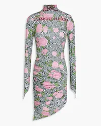 Maisie Wilen Ruched printed stretch-jersey mini dress - Pink Pink