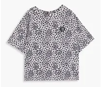 Leopard-print cotton-jersey T-shirt - Pink