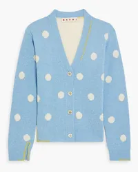 Marni Polka-dot jacquard-knit wool cardigan - Blue Blue