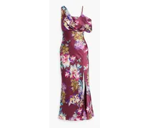 Finley floral-print hammered silk-satin maxi dress - Purple