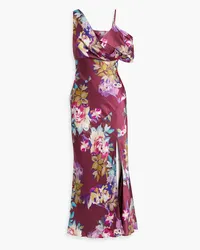 NICHOLAS Finley floral-print hammered silk-satin maxi dress - Purple Purple