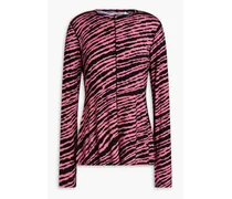 Zebra-print stretch-jersey top - Pink