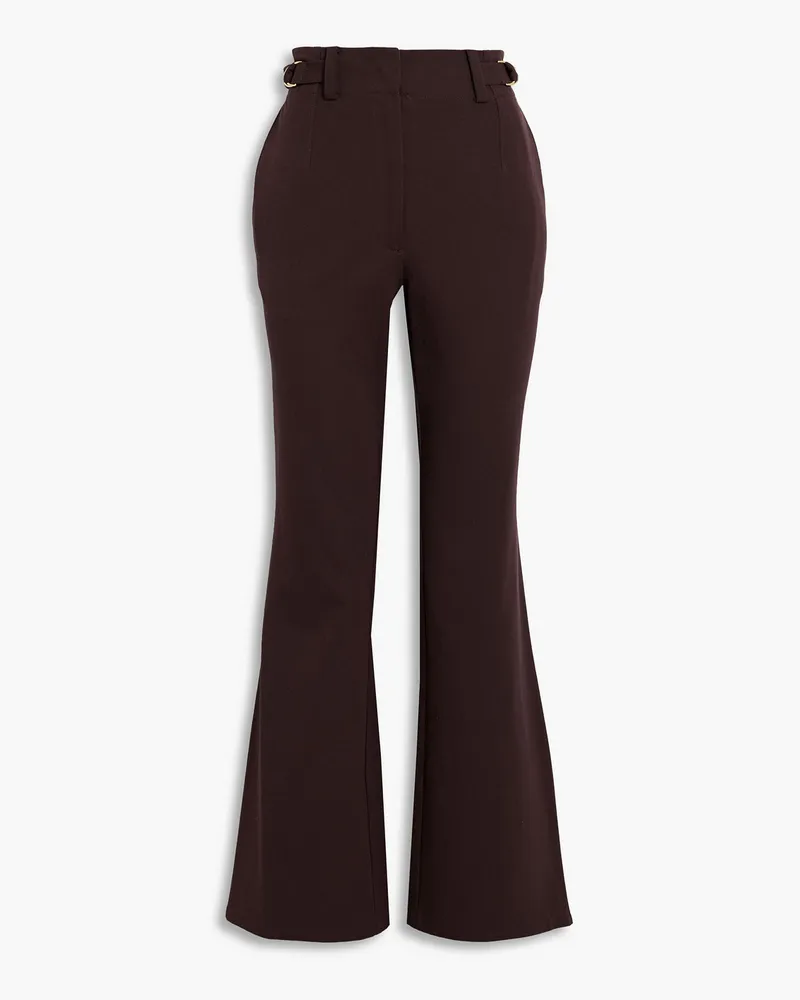 Cotton-blend flared pants - Brown