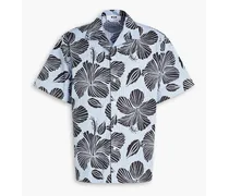 Printed cotton-poplin shirt - Blue