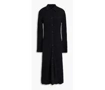 Crinkled cotton midi dress - Black