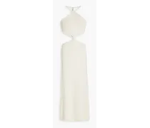 Cameron cutout cotton-blend halterneck midi dress - White