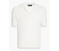 Pointelle-knit cotton polo shirt - White