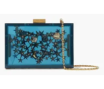Embellished acrylic box clutch - Blue