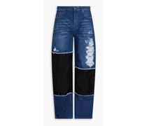 Distressed two-tone denim jeans - Blue
