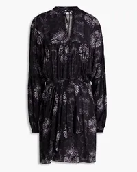 IRO Gul wrap-effect printed crepe de chine mini dress - Black Black