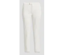 Cotton-blend twill slim-leg pants - White