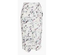 Kerim wrap-effect draped printed twill skirt - Neutral