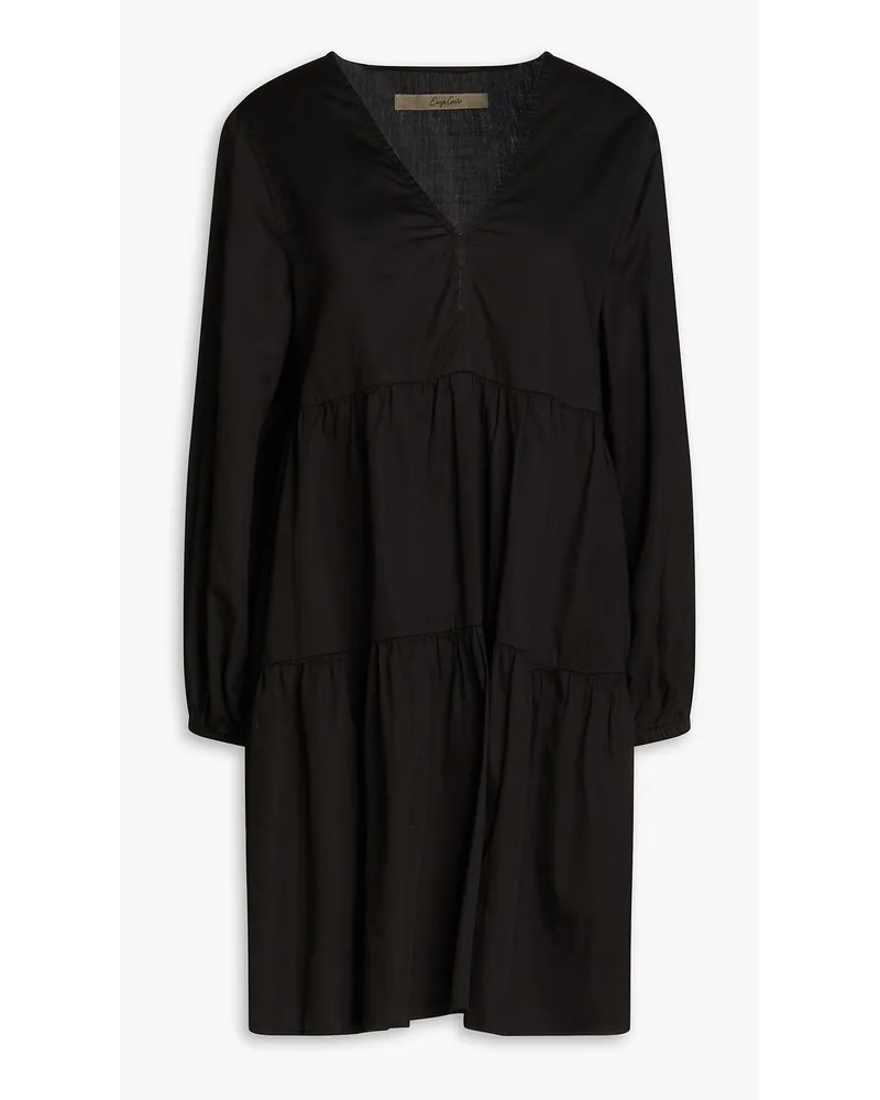 Enza Costa Tiered cotton-poplin mini dress - Black Black