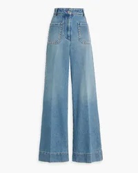 Victoria Beckham Studded high-rise wide-leg jeans - Blue Blue