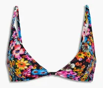 Floral-print triangle bikini top - Multicolor
