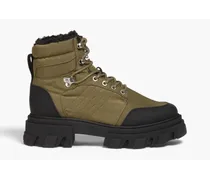 Faux shearling-lined shell hiking boots - Green