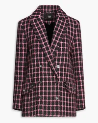 Maje Double-breasted checked tweed blazer - Gray Gray