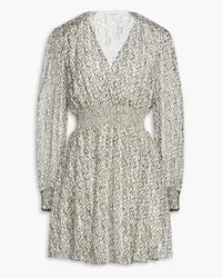 Claudie Pierlot Wrap-effect metallic fil coupé georgette mini dress - White White