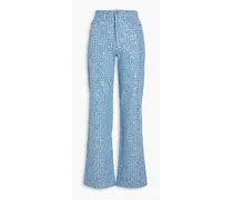 Embellished high-rise straight-leg jeans - Blue