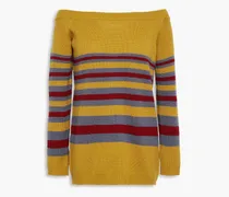 Garavani - Off-the-shoulder striped cashmere sweater - Yellow