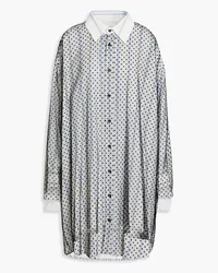 Maison Margiela Layered striped cady and flocked tulle shirt dress - Black Black