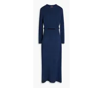 Cutout ribbed cashmere midi dress - Blue