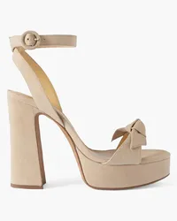 Alexandre Birman Clarita Curve bow-embellished suede platform sandals - Neutral Neutral