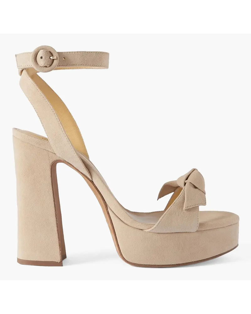 Alexandre Birman Clarita Curve bow-embellished suede platform sandals - Neutral Neutral