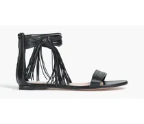 Noelle fringed leather sandals - Black