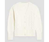 Aran cable-knit wool cardigan - White