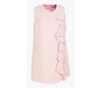 Ruffled wool and silk-blend crepe mini dress - Pink