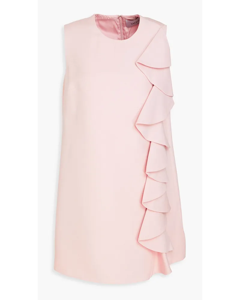 Valentino Garavani Ruffled wool and silk-blend crepe mini dress - Pink Pink