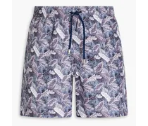 Short-length printed swim shorts - Blue